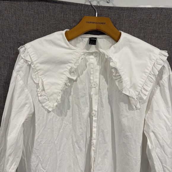 White Prairie Mennonite Amish Dress Size M Cottage Core Handmaid Smock Modest - Picture 3 of 14